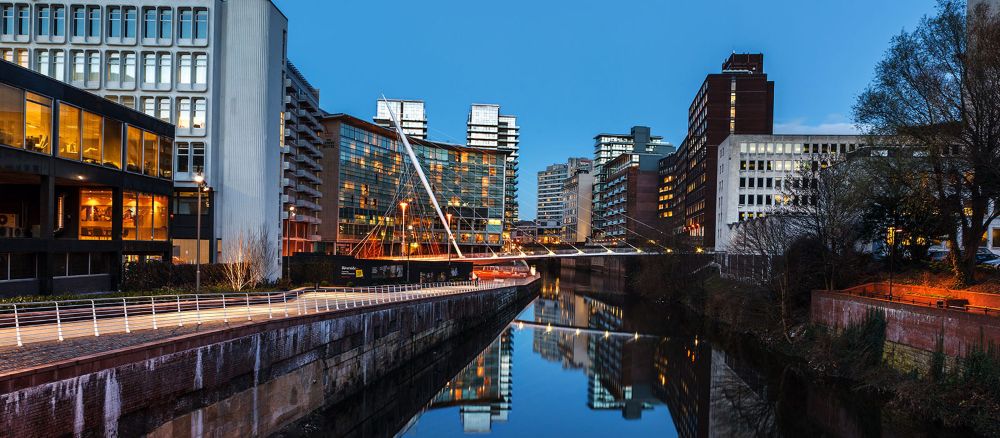 Buildings by the canal